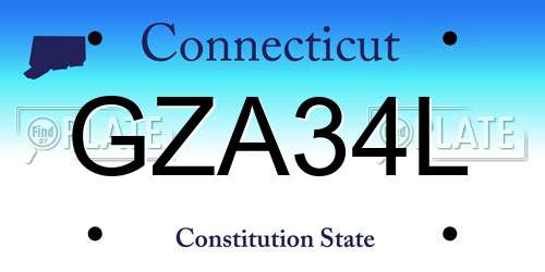GZA34L Connecticut License Plate