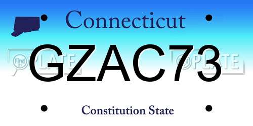 GZAC73 Connecticut License Plate