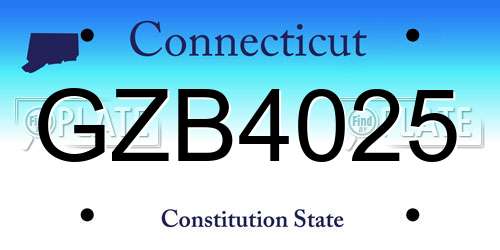 GZB4025 Connecticut License Plate