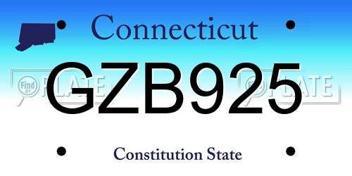 GZB925 Connecticut License Plate