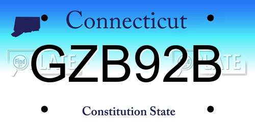 GZB92B Connecticut License Plate