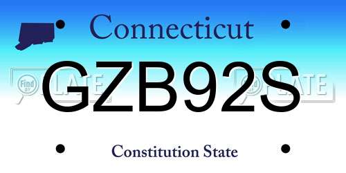 GZB92S Connecticut License Plate