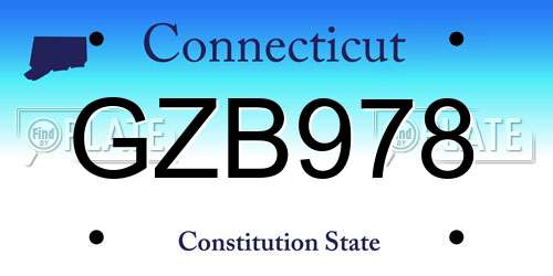 GZB978 Connecticut License Plate
