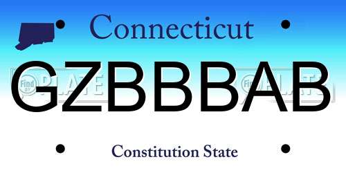 GZBBBAB Connecticut License Plate