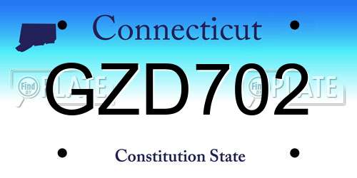 GZD702 Connecticut License Plate