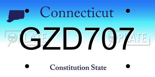 GZD707 Connecticut License Plate