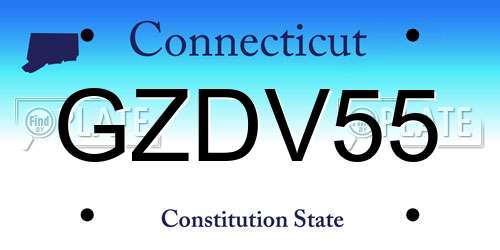 GZDV55 Connecticut License Plate