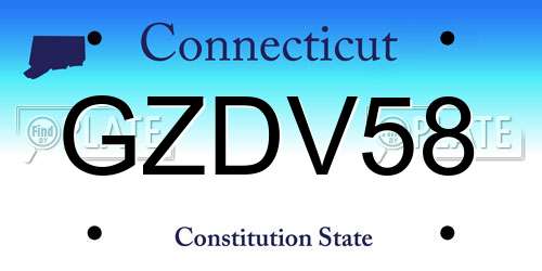 GZDV58 Connecticut License Plate