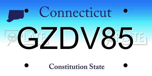 GZDV85 Connecticut License Plate
