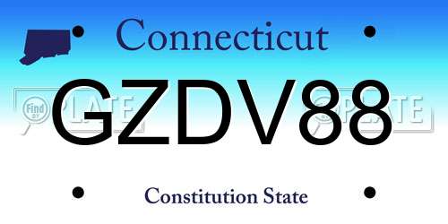 GZDV88 Connecticut License Plate