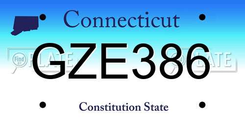 GZE386 Connecticut License Plate