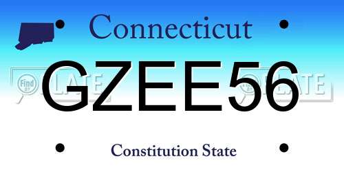 GZEE56 Connecticut License Plate