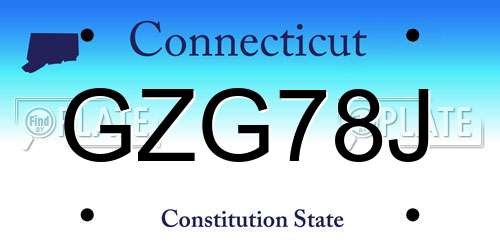 GZG78J Connecticut License Plate