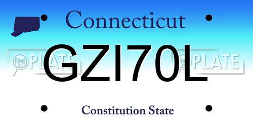 GZI70L Connecticut License Plate