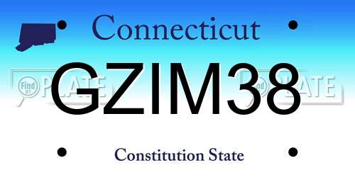 GZIM38 Connecticut License Plate