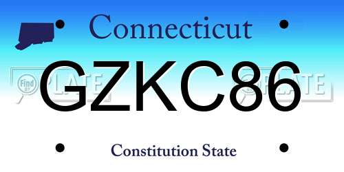GZKC86 Connecticut License Plate