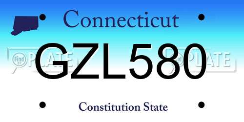 GZL580 Connecticut License Plate