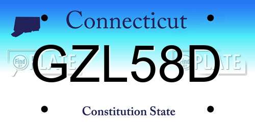 GZL58D Connecticut License Plate