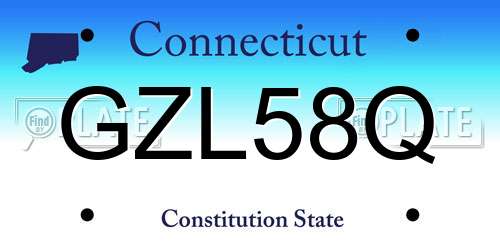 GZL58Q Connecticut License Plate