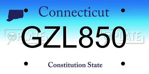 GZL850 Connecticut License Plate