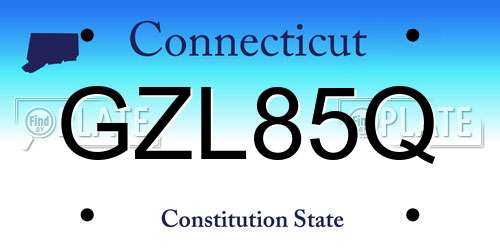GZL85Q Connecticut License Plate