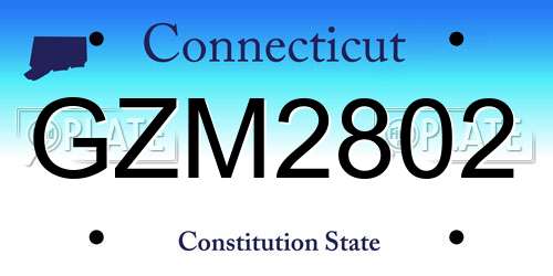 GZM2802 Connecticut License Plate