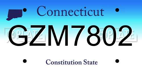 GZM7802 Connecticut License Plate