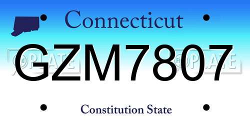 GZM7807 Connecticut License Plate