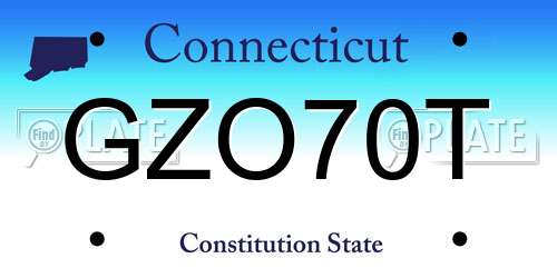 GZO70T Connecticut License Plate