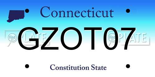 GZOT07 Connecticut License Plate