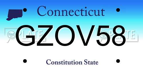 GZOV58 Connecticut License Plate