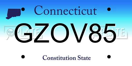 GZOV85 Connecticut License Plate