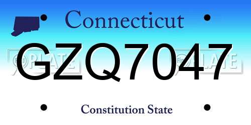 GZQ7047 Connecticut License Plate