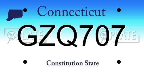 GZQ707 Connecticut License Plate