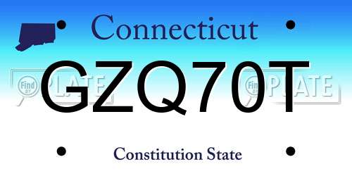GZQ70T Connecticut License Plate