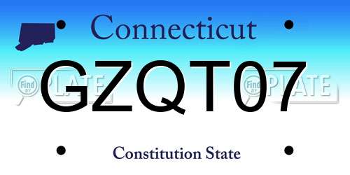 GZQT07 Connecticut License Plate