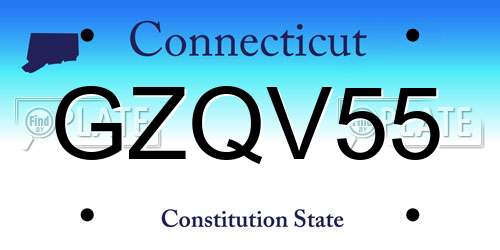 GZQV55 Connecticut License Plate