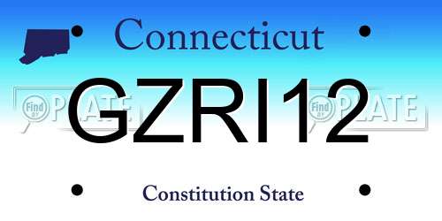 GZRI12 Connecticut License Plate