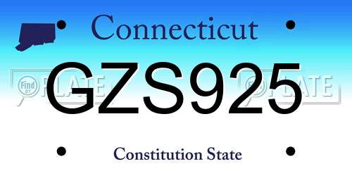 GZS925 Connecticut License Plate