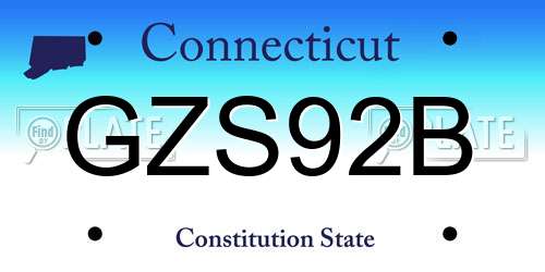 GZS92B Connecticut License Plate