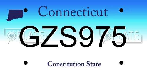 GZS975 Connecticut License Plate