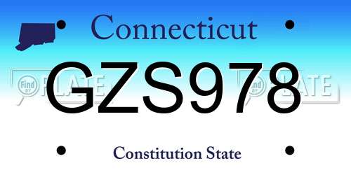 GZS978 Connecticut License Plate