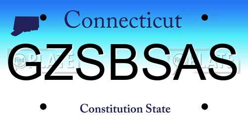 GZSBSAS Connecticut License Plate