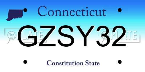 GZSY32 Connecticut License Plate