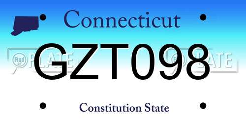 GZT098 Connecticut License Plate