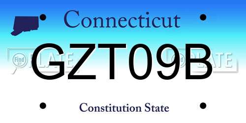 GZT09B Connecticut License Plate