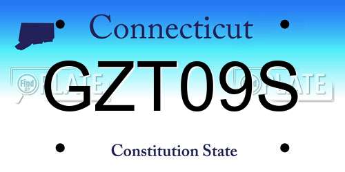 GZT09S Connecticut License Plate