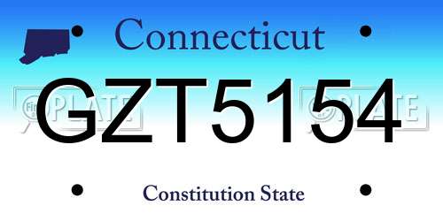 GZT5154 Connecticut License Plate