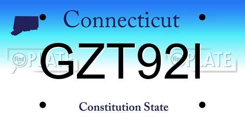 GZT92I Connecticut License Plate