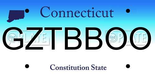GZTBBOO Connecticut License Plate